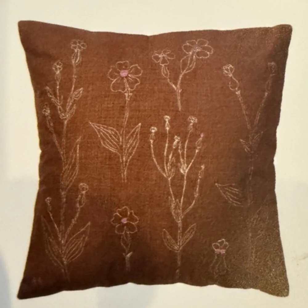 2 IKEA ÅKERNEJLIKA Brown Rust Cushion Cover 100% Cotton Floral 20x20